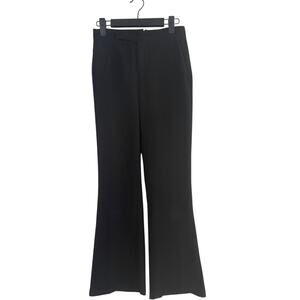 Zara Straight Leg Career Trouser Dress Pants Pockets Clasp Button Close XS Black